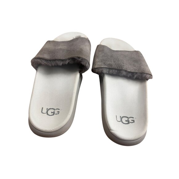 Ugg Xavier Twinface Gray Suede Sheepskin Sherpa Slide Men’s Sandals Size 10 US - Picture 4 of 5